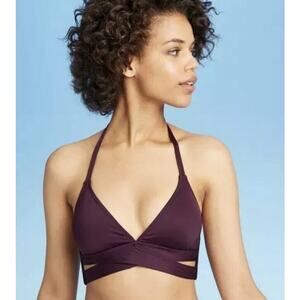 Kona sol light purple halter top strappy bikini top swim suit women's size D/DD